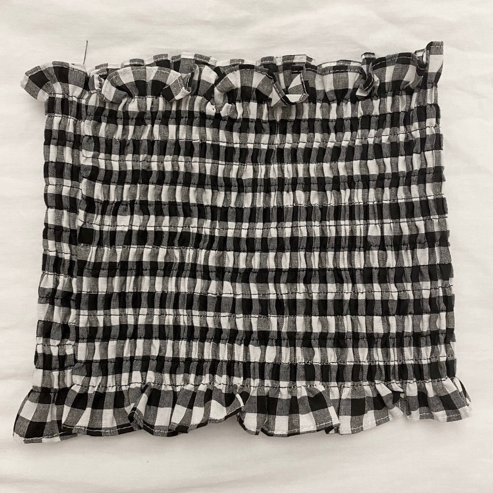 ootd fash black & white striped tube top
